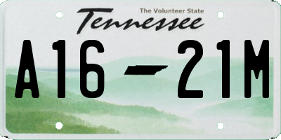 TN license plate A1621M