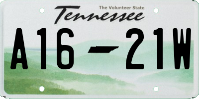 TN license plate A1621W