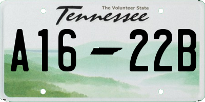 TN license plate A1622B