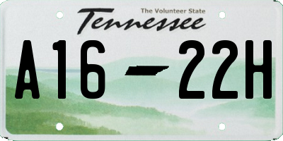 TN license plate A1622H