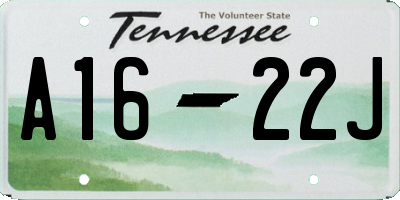 TN license plate A1622J