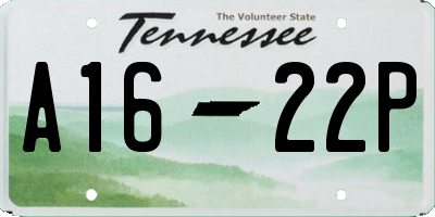 TN license plate A1622P