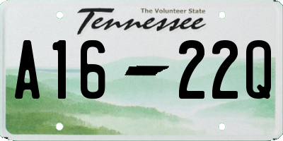 TN license plate A1622Q