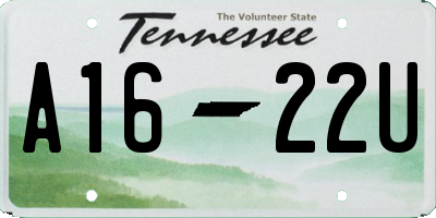 TN license plate A1622U
