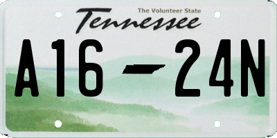 TN license plate A1624N