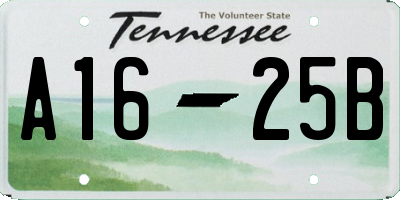 TN license plate A1625B