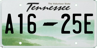 TN license plate A1625E