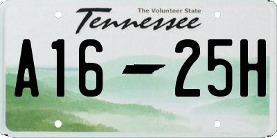 TN license plate A1625H