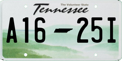 TN license plate A1625I