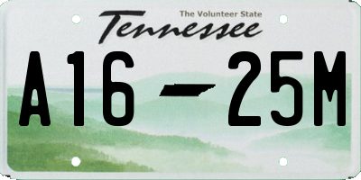 TN license plate A1625M