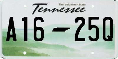 TN license plate A1625Q