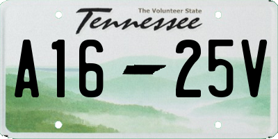TN license plate A1625V