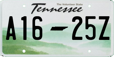 TN license plate A1625Z