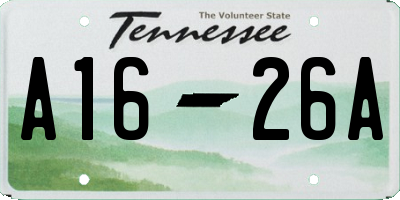 TN license plate A1626A