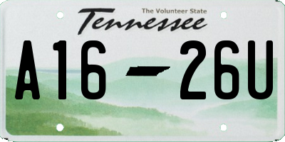 TN license plate A1626U