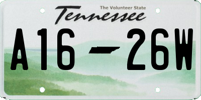 TN license plate A1626W