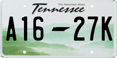 TN license plate A1627K