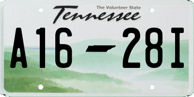 TN license plate A1628I