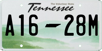 TN license plate A1628M