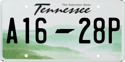 TN license plate A1628P