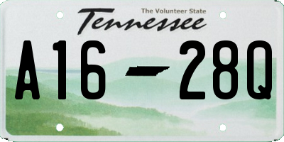 TN license plate A1628Q