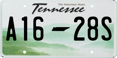 TN license plate A1628S