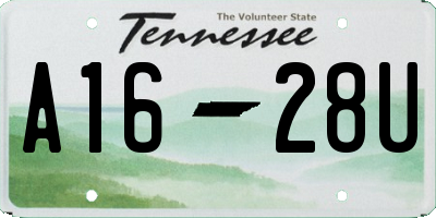 TN license plate A1628U