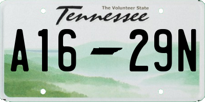 TN license plate A1629N