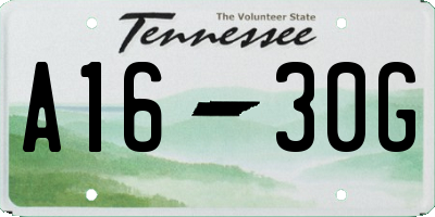 TN license plate A1630G