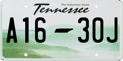 TN license plate A1630J