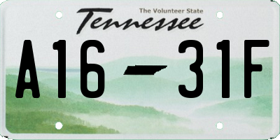 TN license plate A1631F