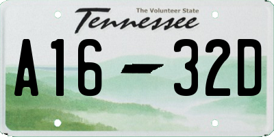 TN license plate A1632D