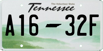 TN license plate A1632F