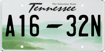 TN license plate A1632N