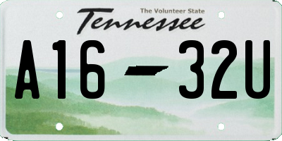 TN license plate A1632U