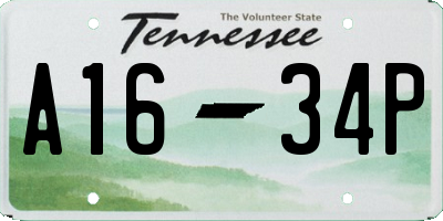 TN license plate A1634P