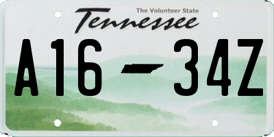 TN license plate A1634Z