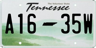 TN license plate A1635W