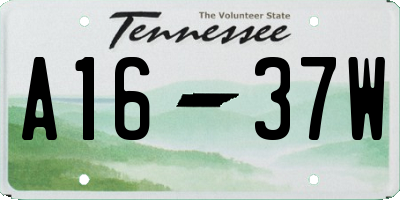 TN license plate A1637W
