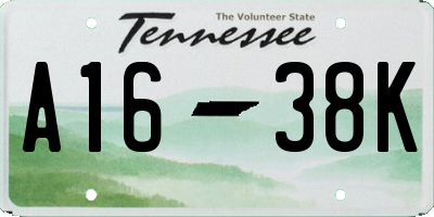 TN license plate A1638K