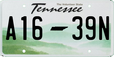TN license plate A1639N