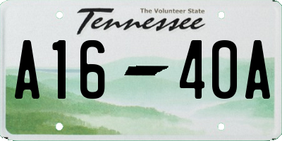 TN license plate A1640A