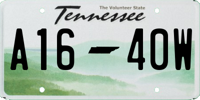 TN license plate A1640W