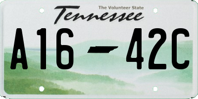 TN license plate A1642C