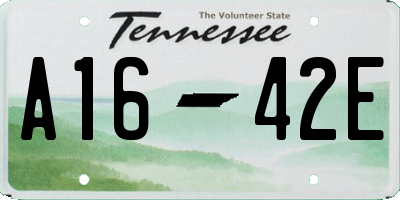 TN license plate A1642E