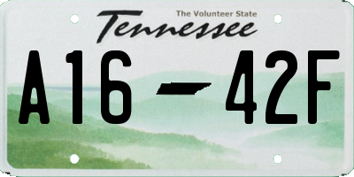 TN license plate A1642F