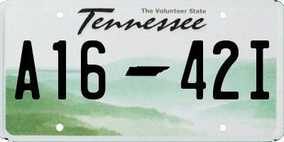 TN license plate A1642I