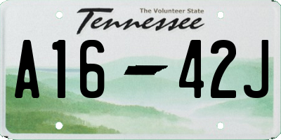 TN license plate A1642J