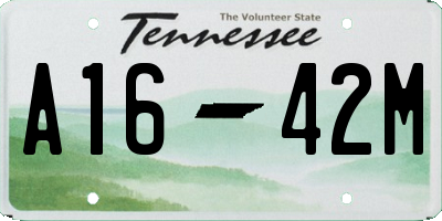 TN license plate A1642M