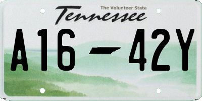 TN license plate A1642Y